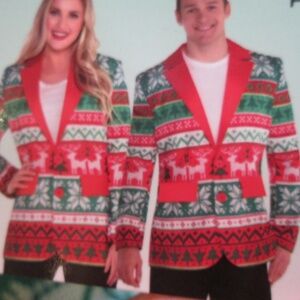 new UNISEX UGLY CHRISTMAS BLAZER/SHORTS with beanie Sz M